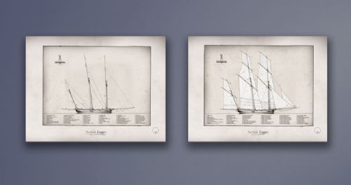 The Naval Lugger by Tony Fernandes - set of 2 rigging prints